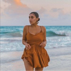 White fox boutique rust silk dress